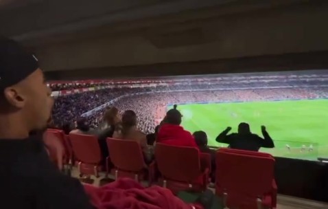 快看哭了！加布里埃尔看台目睹赖斯世界波，激动甩手掩面不敢相信